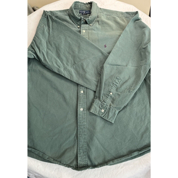 Ralph Lauren Men's Button Up Shirt, Blake XXLarge Green Check Navy Pony Preppy - Picture 9 of 10